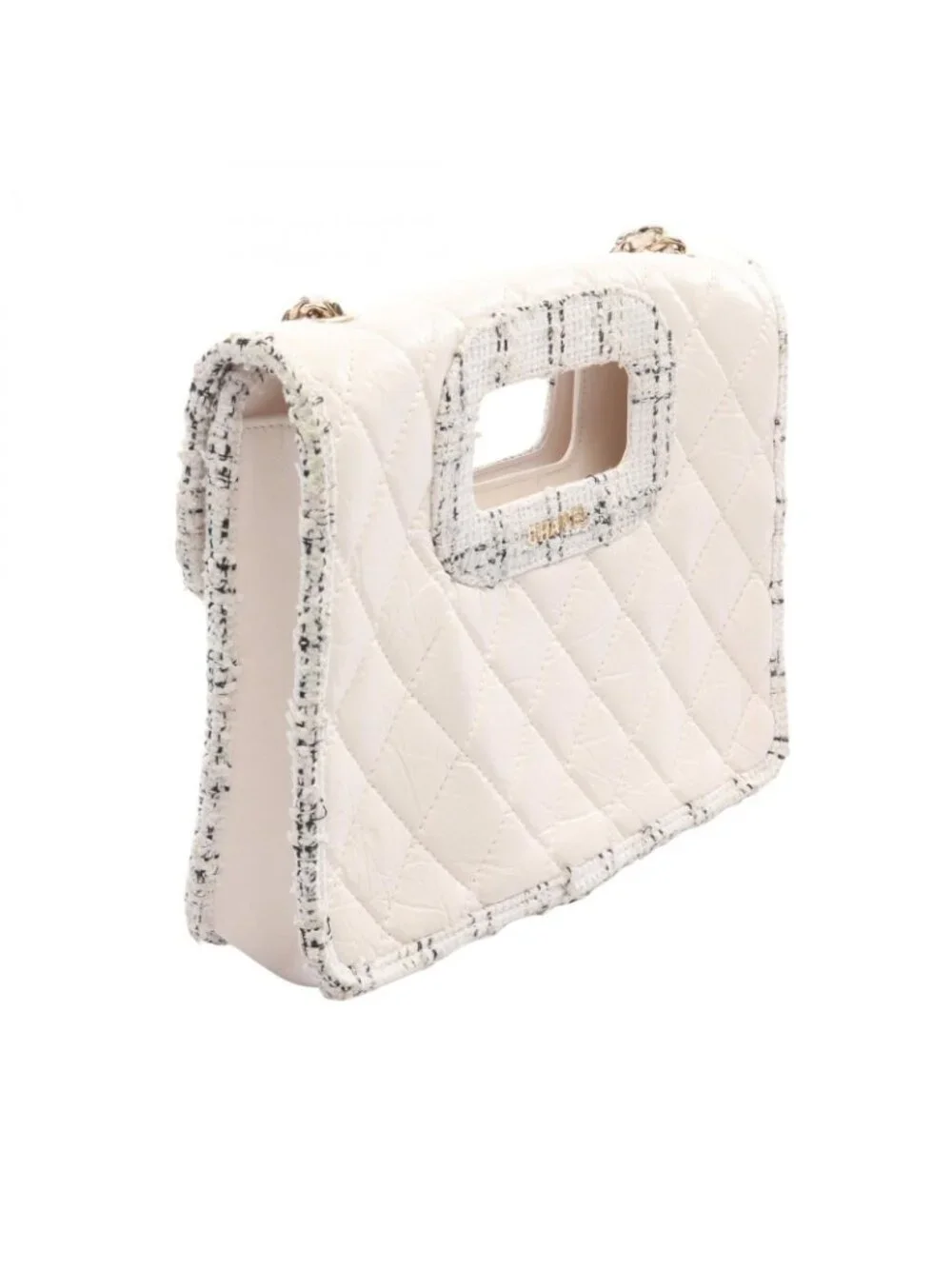 Chanel Shoulder Bag Quilted 2-Way White Calf Fabric